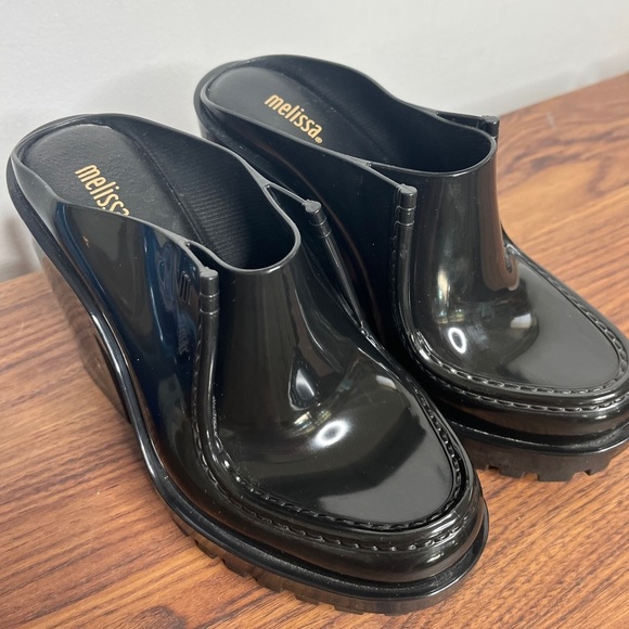 MELISSA PANAPANA MULE Black 90s Platform Office Siren Rachel Green size 5 - Picture 5 of 15